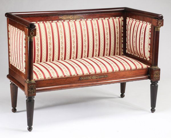 French Empire style mahogany settee, 50"l (1 of 2)