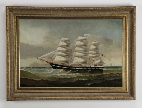 D. Tayler signed O/c, three-masted clipper ship, 44"w (1 of 4)