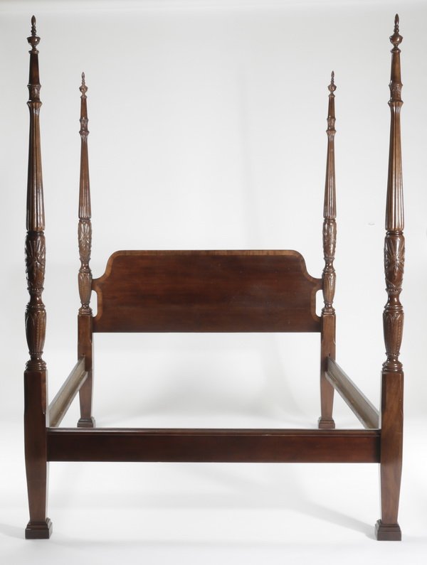 Georgian style four post mahogany queen size bed (1 of 2)