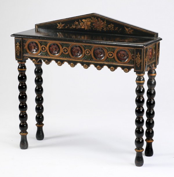 Aesthetic Movement japanned table, 19th c. (1 of 4)