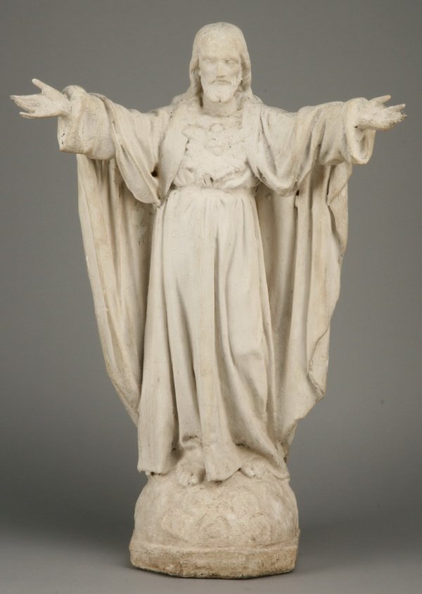 19th c. cast stone figure of Christ, 26"h (1 of 2)