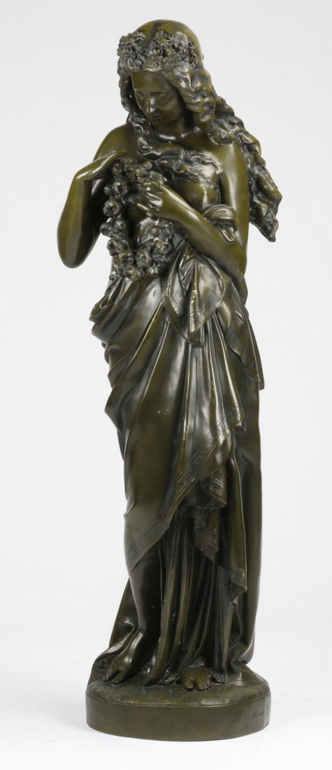 Bronze figural sculpture of a maiden, 62"h (1 of 4)