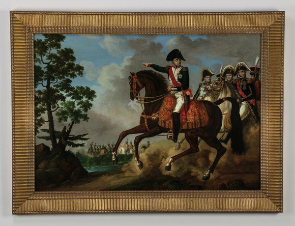 19th c. Continental O/p, Napoleon on horseback, 47"w (1 of 4)