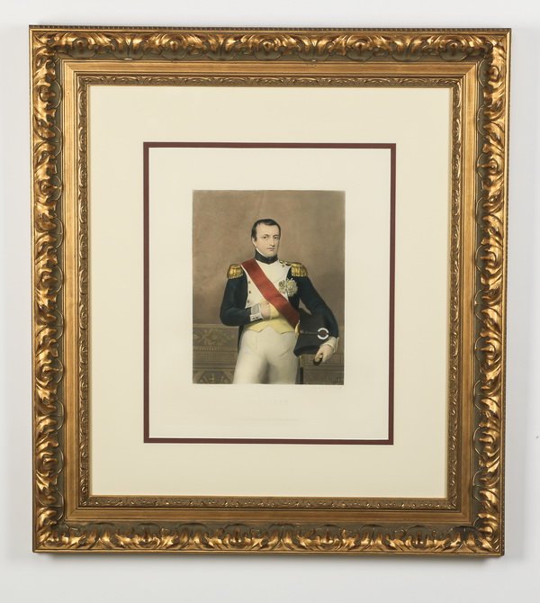 Late 19th c. hand colored engraving of Napoelon (1 of 3)