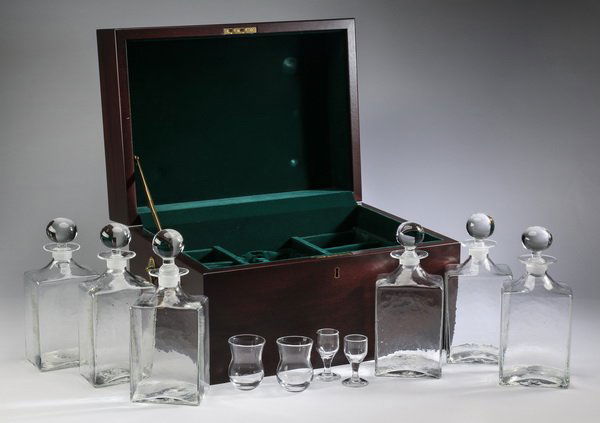 11-Piece vintage captain's spirit chest (1 of 4)