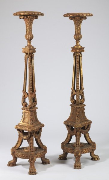 (2) 19th c. French gilt wood pedestals, 72"h (1 of 1)