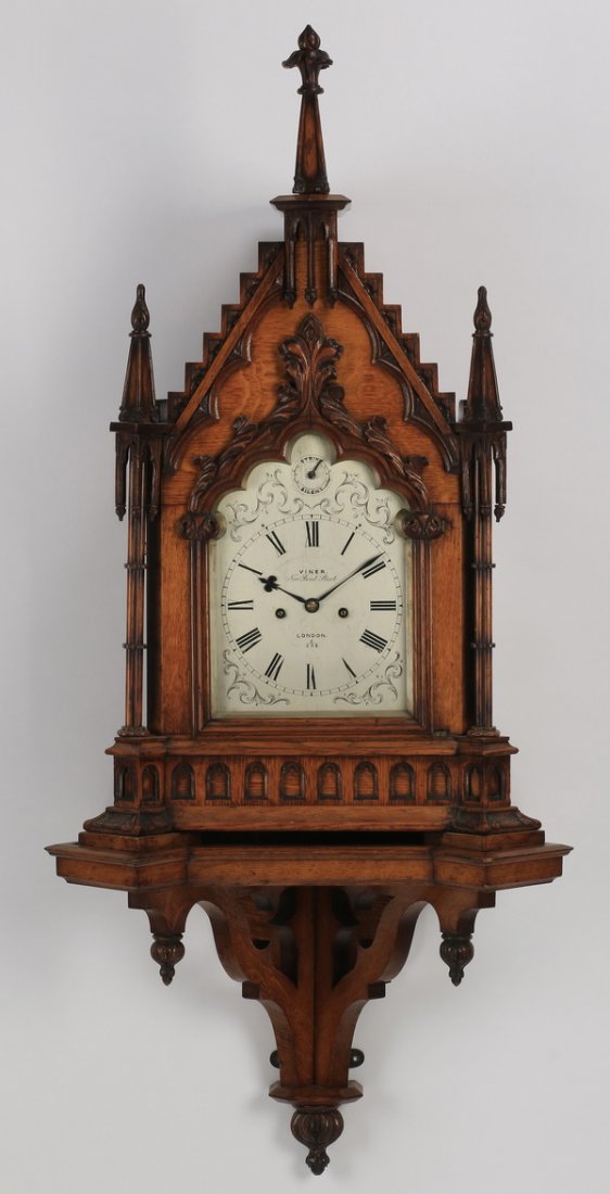 Gothic Revival wall clock by Vinner, London (1 of 5)