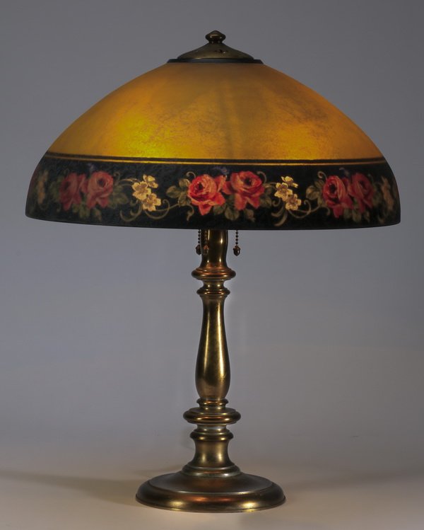 Handel reverse painted lamp, marked, 23"h (1 of 5)