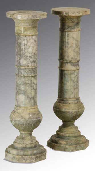 (2) 19th c. Italian carrara marble pedestals (1 of 3)