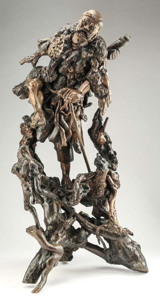 Japanese burl wood and root figural carving, 37"h (1 of 6)