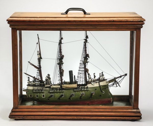 Model of a three masted frigate, circa 1900, 24"l (1 of 5)