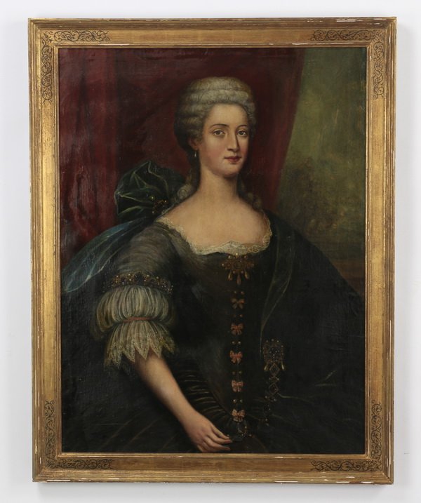 18th c. O/c portrait of a noble woman, 43"h (1 of 3)