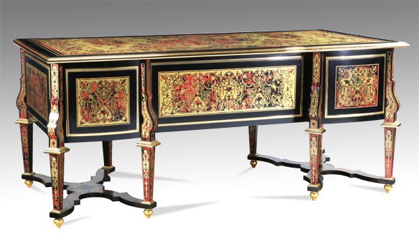 Louis XVI style boulle marquetry desk Mazarin, 77"w (1 of 10)