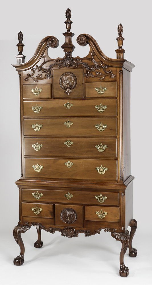 Philadelphia Chippendale style walnut highboy, 101"h (1 of 4)