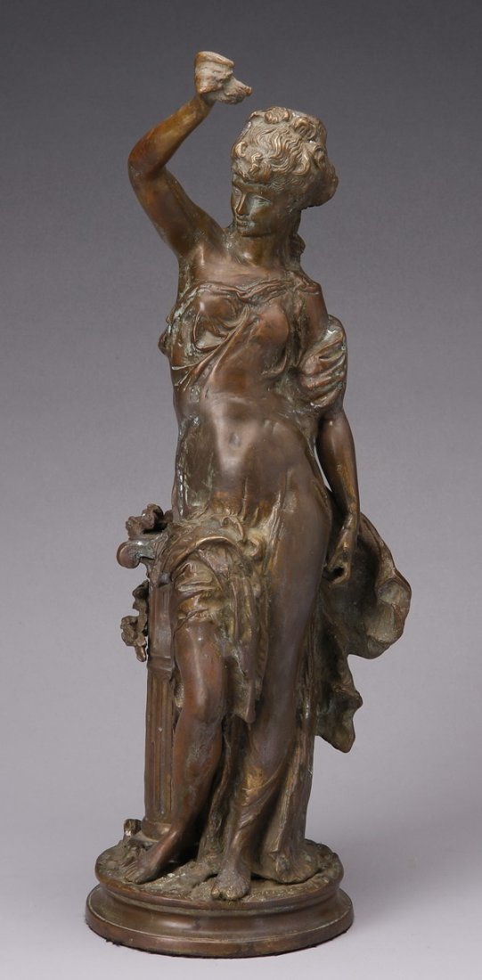Early 20th c. bronze figural sculpture, 22"h (1 of 3)