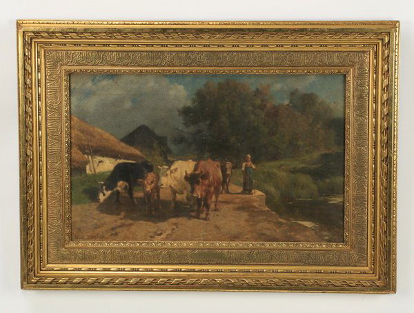 19th c. Jules Didier (French) O/c rural scene, 36"w (1 of 4)