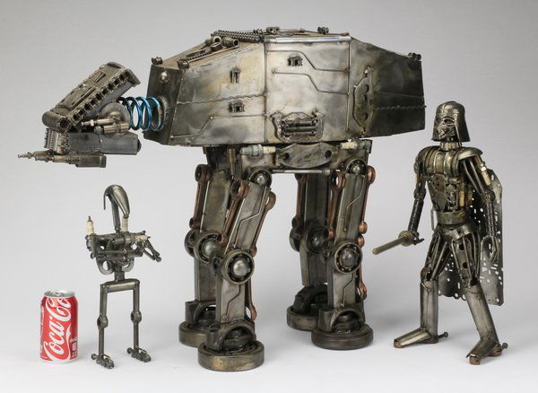 (3) Outsider metal sculptures resembling 'Star Wars' (1 of 7)