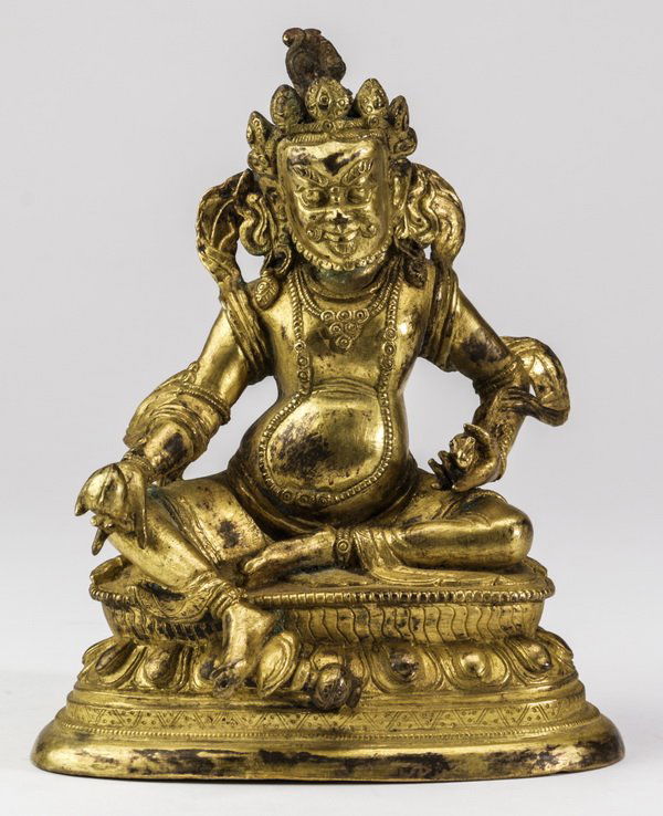 Tibetan style gilt guardian deity Vajrapani, 7"h (1 of 3)