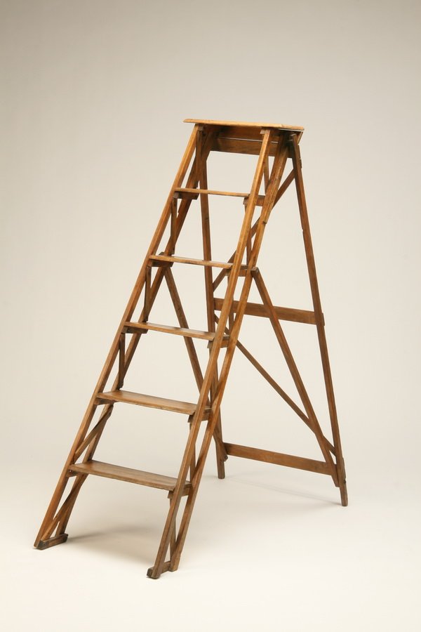 19th c. French Provincial walnut library ladder, 54"h (1 of 1)