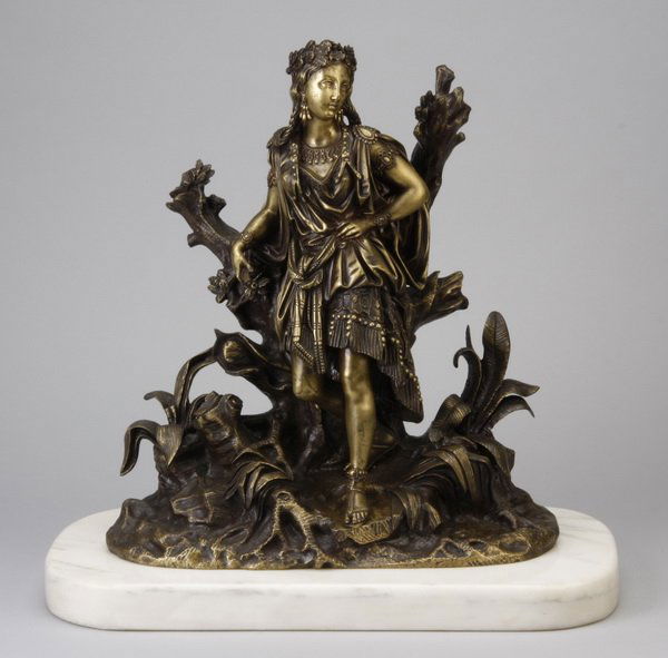 Early 20th c. figural bronze sculpture w/ marble base (1 of 3)