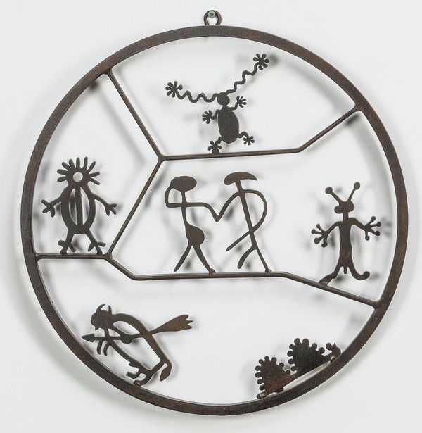 Hand forged wrought iron wall hanging, 18" diam. (1 of 1)