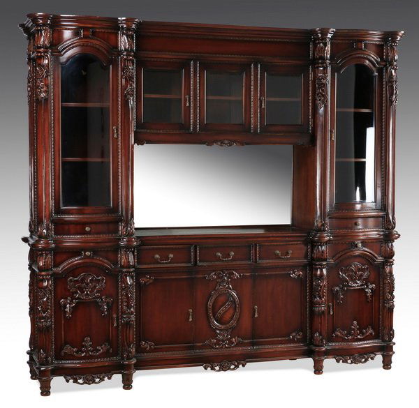 French Provincial style mahogany buffet, 87"h (1 of 4)