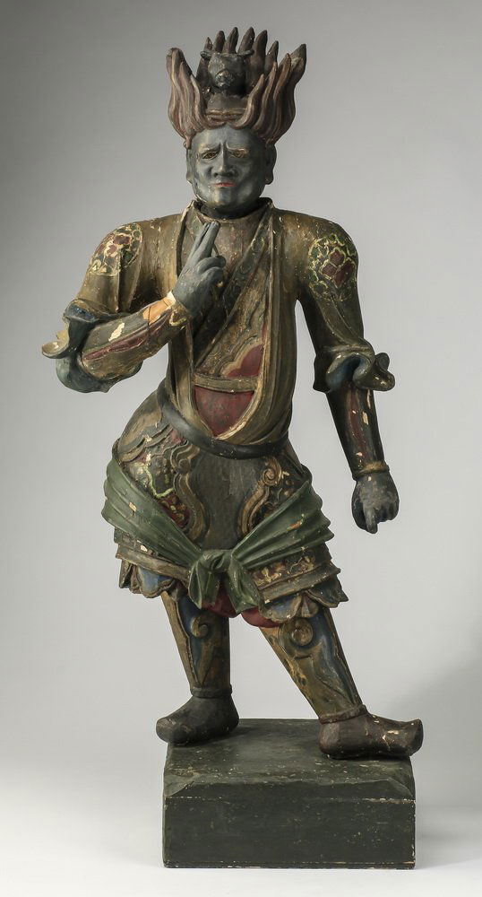 Japanese wood carving of Zao Gongen, 30"h (1 of 3)