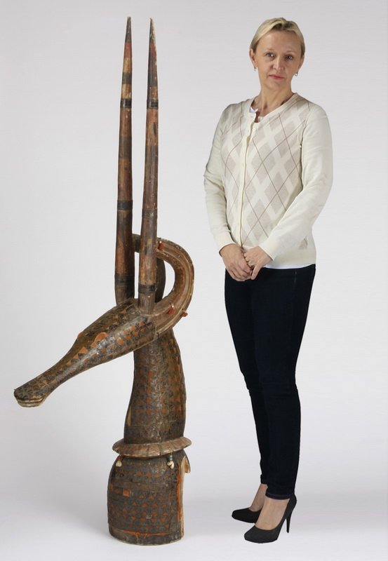 Hand carved Kurumba antelope mask, 67"h (1 of 4)