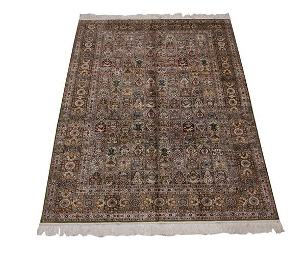 Hand knotted silk Tabriz rug, 9 x 6 (1 of 6)