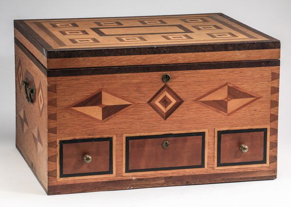 American folk art parquetry document box, 11"h (1 of 8)