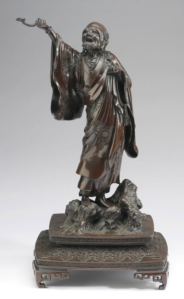 Meiji period Japanese bronze of a scholar, 17"h (1 of 4)