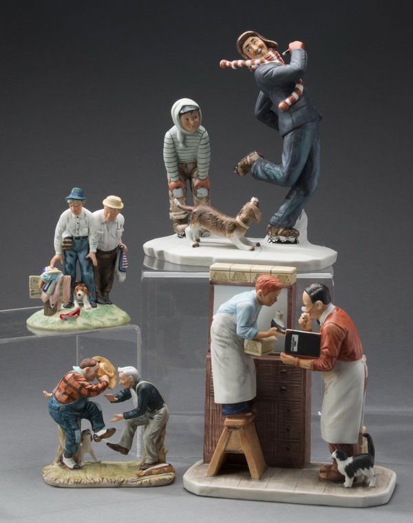 (4) Gorham Norman Rockwell porcelain figurines (1 of 2)