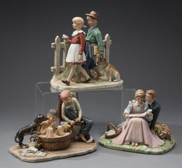 (3) Gorham Norman Rockwell Porcelain Figurines