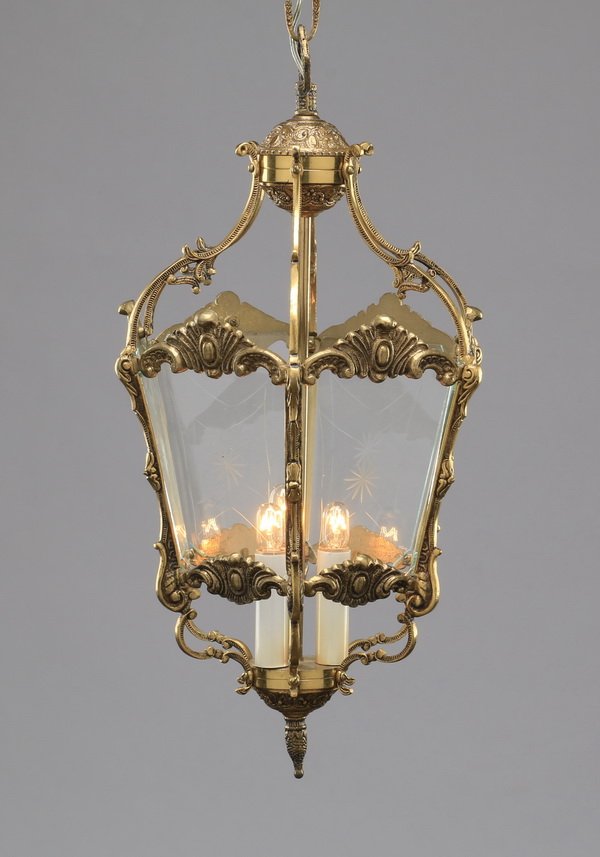 Victorian style brass pendant lantern, 20"h (1 of 1)