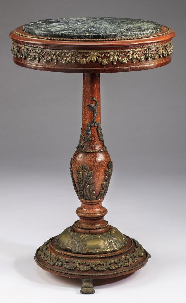Marble top side table w/gilt metal mounts (1 of 3)