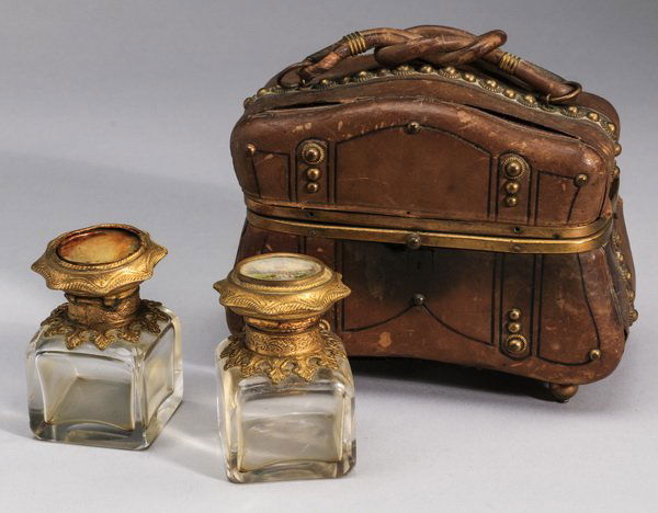19th century French leather perfume casket (1 of 5)