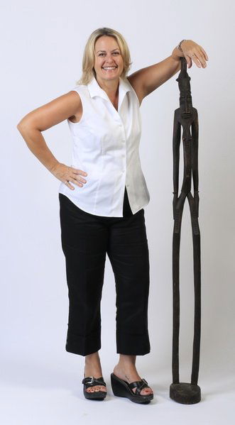 Hand carved African figural sculpture, 61"h (1 of 3)