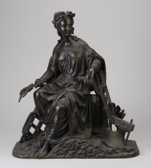 19th c. bronze figural sculpture, harvest maiden,17"h (1 of 4)