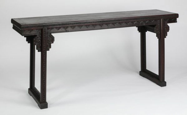 Chinese carved and ebonized altar table, 72"l (1 of 3)