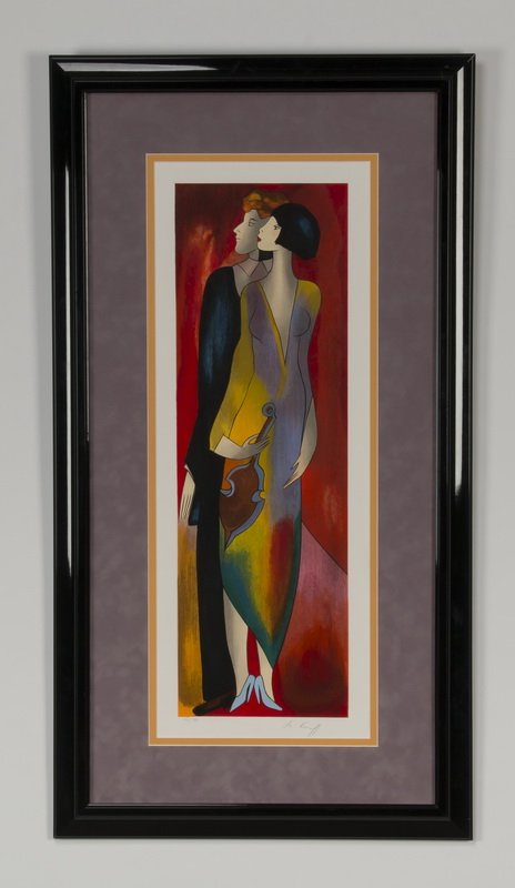 Linda Le Kinff serigraph of couple, signed, numbered (1 of 4)