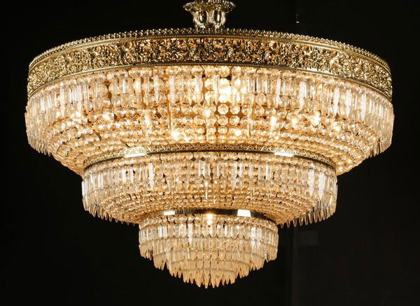 Italian cut crystal chandelier, 32"h (1 of 2)