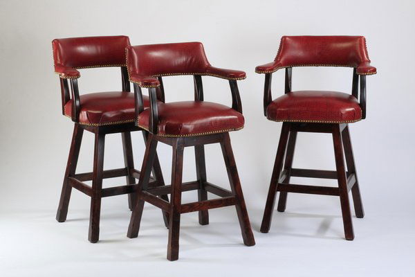 (3) Bar stools upholstered in faux alligator leather (1 of 2)