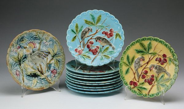 (11) Sarreguemines majolica plates, 8"dia. (1 of 2)