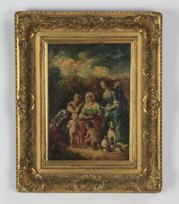 19th c. Monticelli signed O/b,  'A Family' (1 of 5)