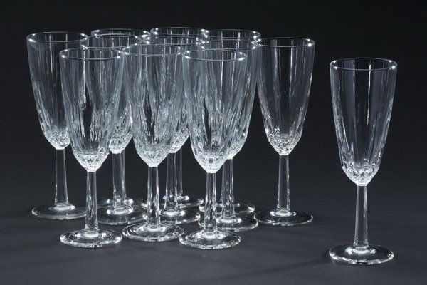 Set of 12 etched crystal champagne flutes (1 of 1)