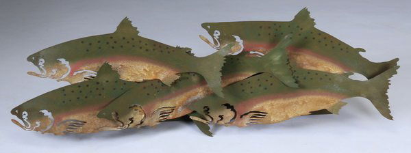 Metal wall sconce,  five swimming trout, 56"l (1 of 2)