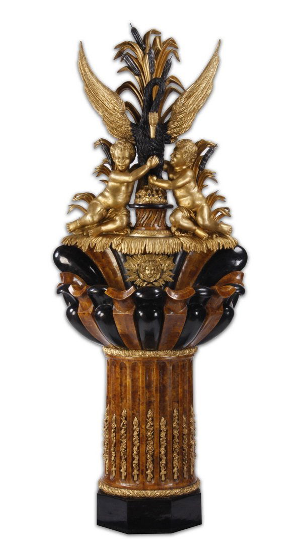 Marble veneered sculptural fountain, 87"h (1 of 5)