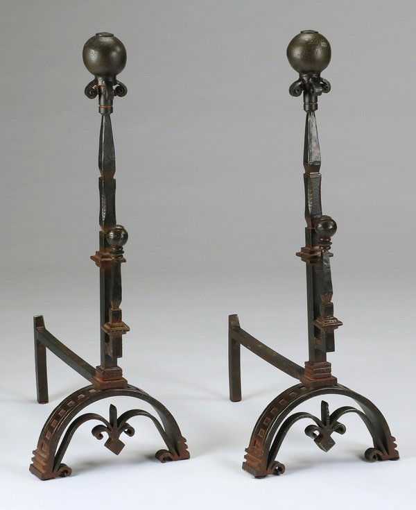 (2) Bronze andirons, 32"h (1 of 1)