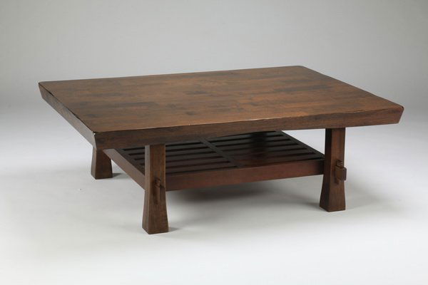 Japonesque wood cocktail table, 49"w (1 of 2)