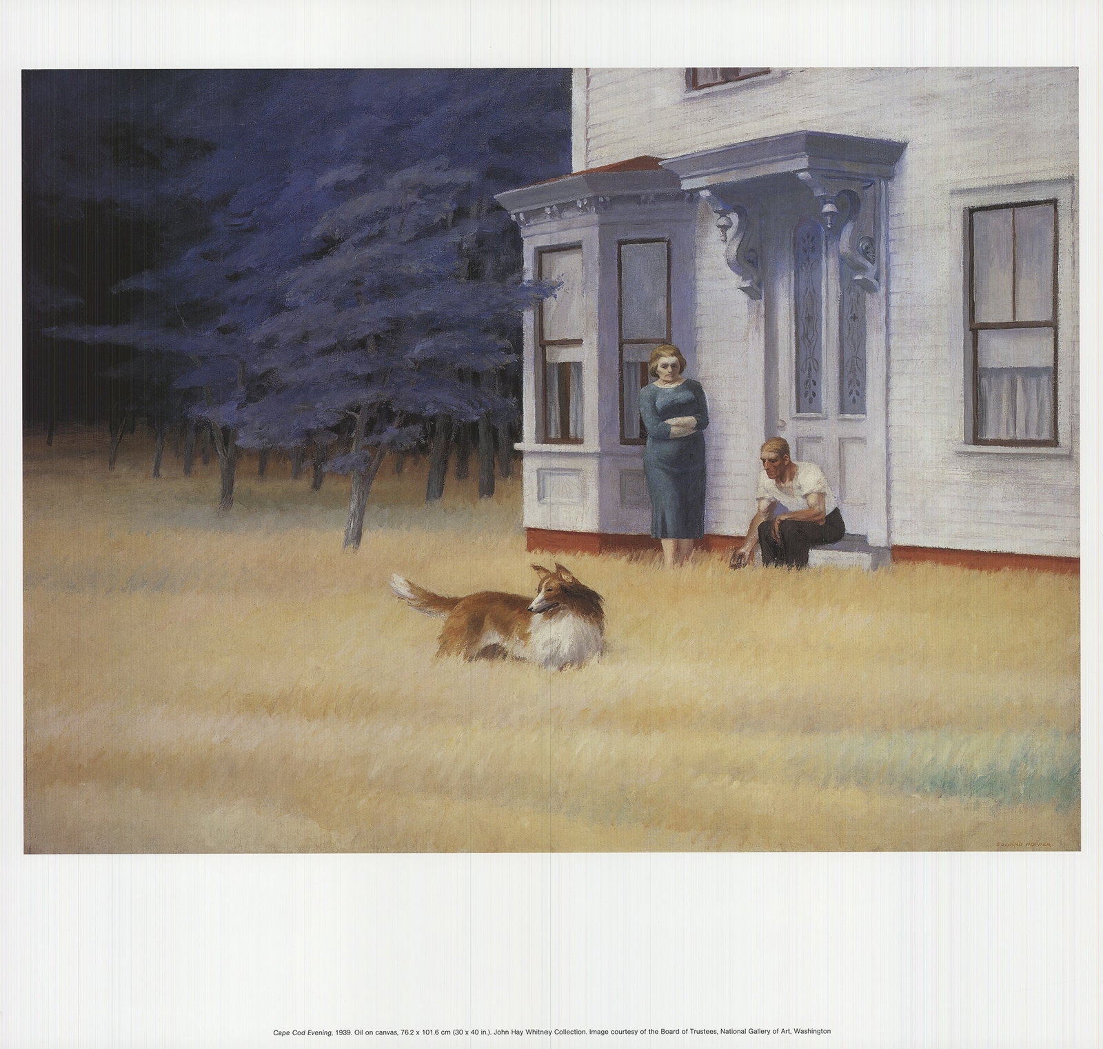 Edward Hopper - Cape Cod Evening - 2009 Offset Lithograph 17" x 17.75": "Cape Cod Evening" by Edward Hopper, 2009 Unsigned Offset Lithograph. Paper size is 17 x 17.75 inches, with an image size of 12.5 x 17 inches. The Offset Lithograph is from an unknown edition size. an